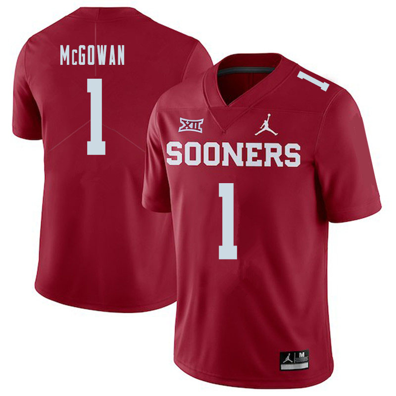 Oklahoma Sooners #1 Seth McGowan College Football Jerseys Sale-Crimson